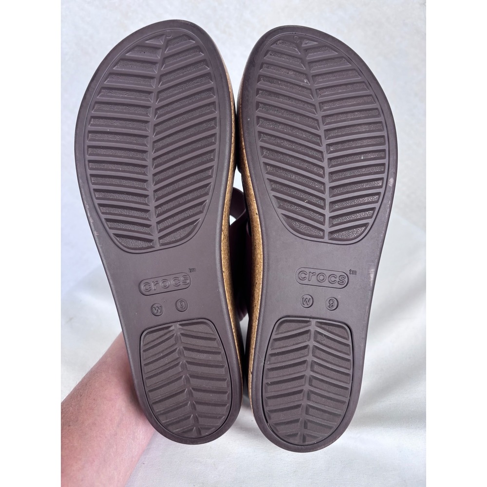 Crocs Literide Buckle Slide Sandals Wedge Platform Cork Brown Women's 9 Comfort - Picture 6 of 6